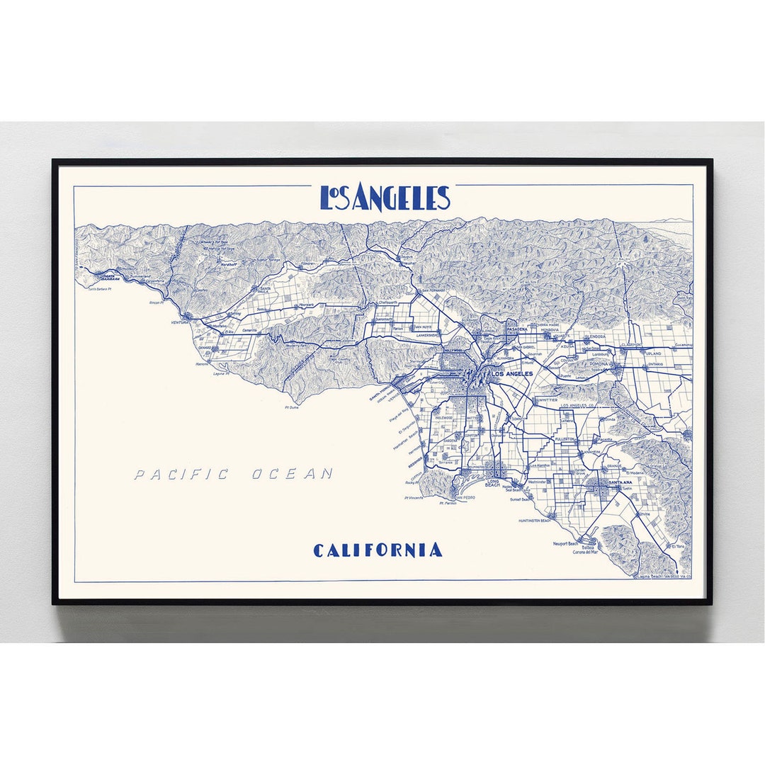 Los Angeles Map Print Map of Los Angeles Print Los Angeles