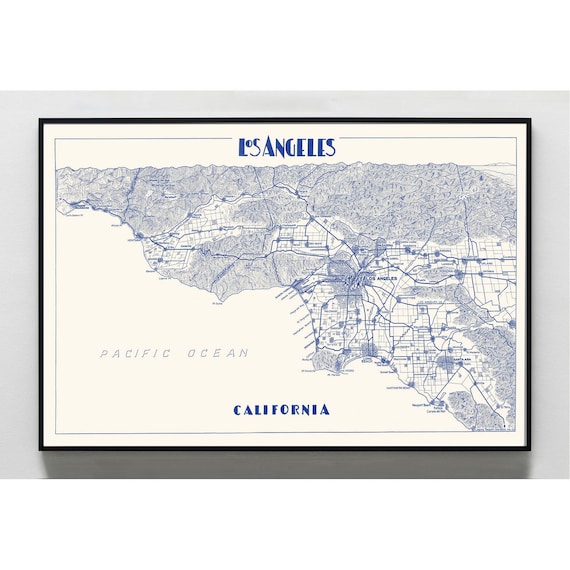 Los Angeles Map Print Map of Los Angeles Print Los Angeles - Etsy