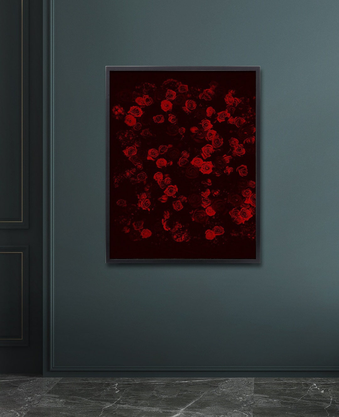 Rose Print, Flower Wall Art, Moody Floral, Dark Floral Print, Dark ...
