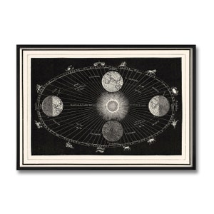 Astronomy Art Print of Planetary Movement around the Sun with Zodiac Constellations and Solstice and Equinox Print