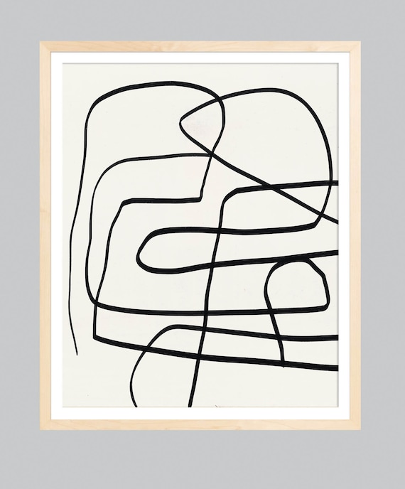 Large Abstract Line Art Print Midcentury Modern Abstract Etsy
