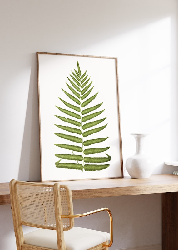 Fern Green Antique Botanical Art Print - Vintage Botanical Home Decor - Antique Book Plate Illustration - Giclee Forest Fern Picture