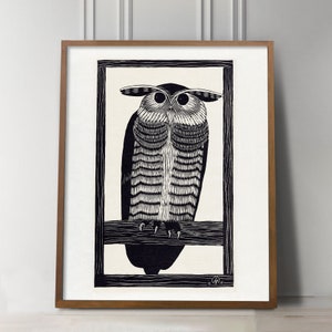 Vintage Woodcut Owl art print from the 19th Century, 1915 Horned Owl Print, Dark Academia Decor, Dark Academia print