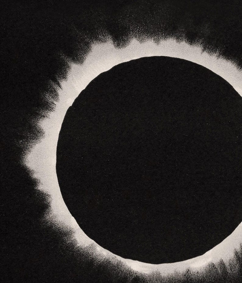 Antique Solar Eclipse Chromolithograph 1896, Large Framed Celestial Art, Victorian Astronomy image 5