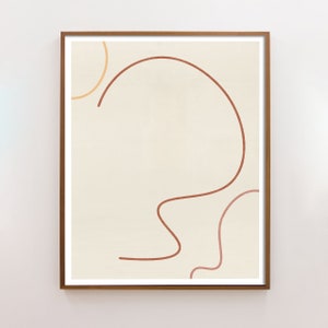 Minimalist Abstract Line Art Print in warm earth tones, Mid-Century Modern Abstract wall art, Scandinavian Art, Danish Modern Nordic Minimal
