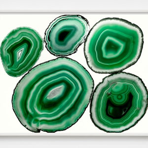 Emerald Sliced Geode Art,  Rock Art, Agate Art, Gem Art, Agate slices, Mineral Photography, Large Green Decorative Art