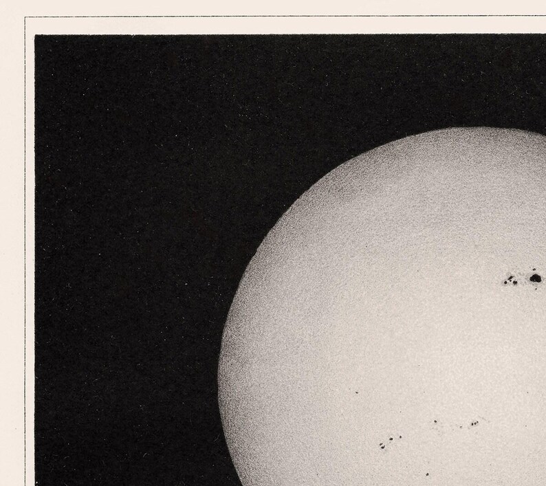 Antique Solar Eclipse Chromolithograph 1896, Large Framed Celestial Art, Victorian Astronomy image 6
