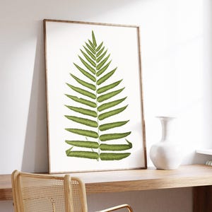 Antique Green Fern Botanical Print, 19th Century Victorian Specimen Art, Cottagecore Home Decor image 1