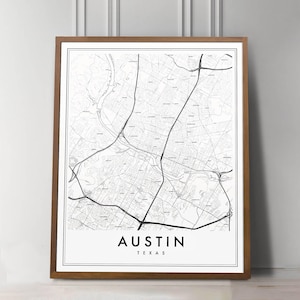 Austin Texas Map Print, Modern Minimal Neighborhood Map, Studio City Map Series Housewarming