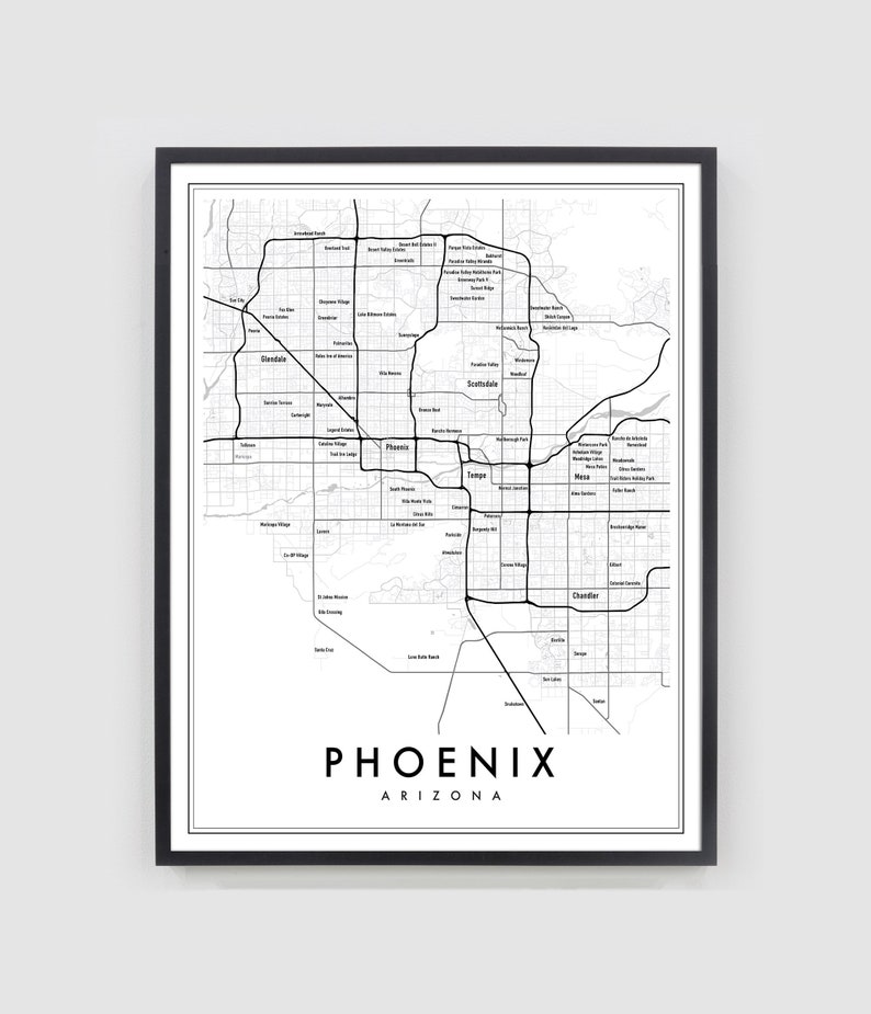Phoenix Arizona Map Print, Phoenix Map Poster, City Map Print, Phoenix Decor, Map of Phoenix Print, Phoenix neighborhoods, Chandler, Gilbert image 4