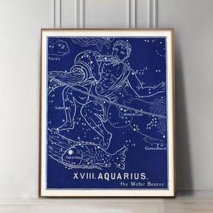 Impression d'art du zodiaque Verseau, cadeau d'anniversaire pour Verseau, signe astrologique vintage, cadeaux astrologie, cadeau Verseau, cadeaux du zodiaque pour un ami