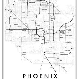 Phoenix Arizona Map Print, Phoenix Map Poster, City Map Print, Phoenix Decor, Map of Phoenix Print, Phoenix neighborhoods, Chandler, Gilbert image 5
