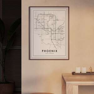 Phoenix Arizona Modern Map Giclée | Minimalist Scottsdale & Tempe Neighborhood Wall Art image 3