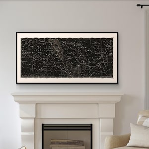 Mapa de estrellas azules impreso, carta estelar ecuatorial, mapa celeste náutico vintage, mapa de constelaciones del norte y del sur, arte mural de astronomía imagen 15