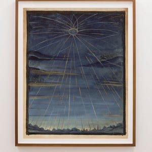 Antique Comet Art from the Kometenbuch 1587, Rare Medieval Watercolor Sky, Occult Wall Decor