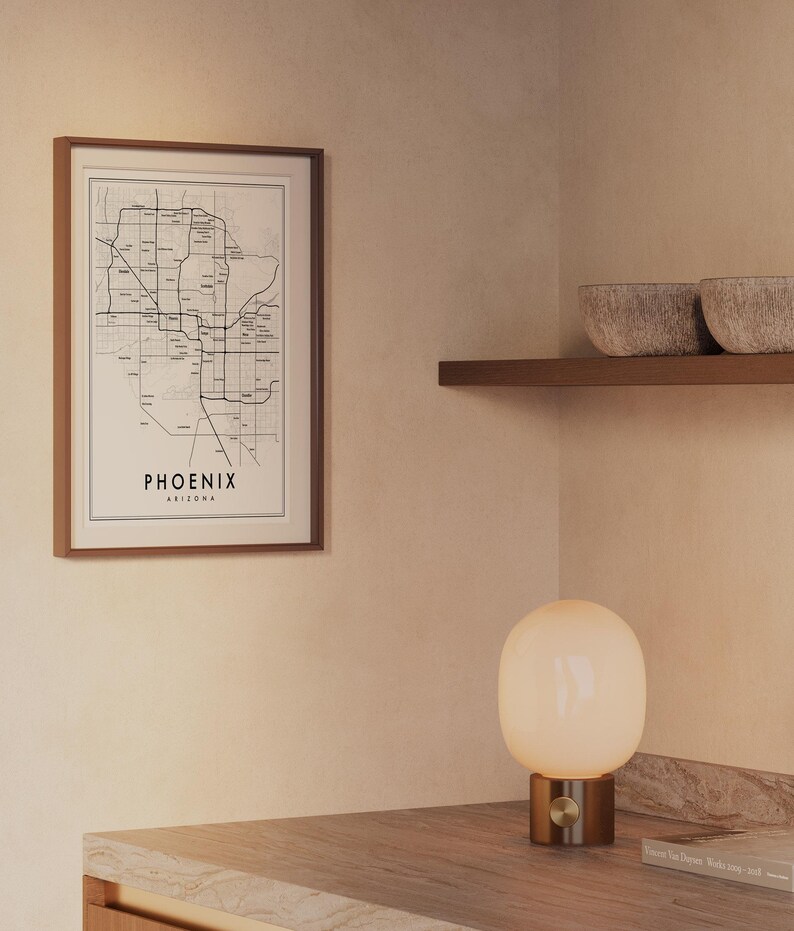 Phoenix Arizona Modern Map Giclée | Minimalist Scottsdale & Tempe Neighborhood Wall Art image 9