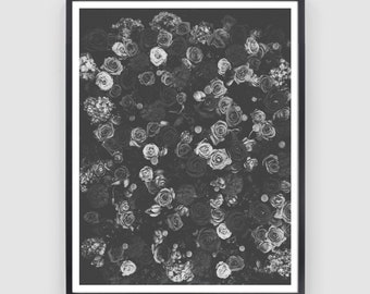 Black and White Roses Photograph, Large Romantic Wall Art, Flower Wall Print, Dorm Art, Loft Art, Rose Art, Flower Art, Black and White art