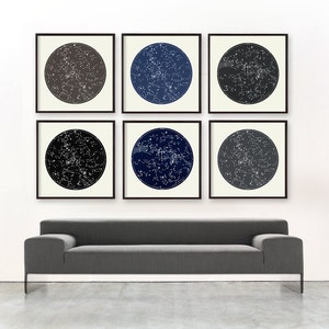 Celestial Art Package, 6 Print set Gallery Wall, Constellations Art, Constellation Maps, Circle Wall Art, Gallery Wall, Art Wall package image 1