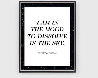 Typographic Literary Print, LIterary Quote, Virginia Woolf Quote on the sky, Poetry Quote, Feminist, Romantic Quote, Boho Decor, Sky Quote