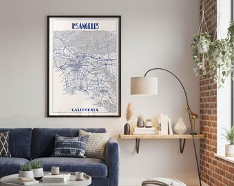 Los Angeles Neighborhood Map Print | Modern LA Wall Art of DTLA to San Fernando Valley