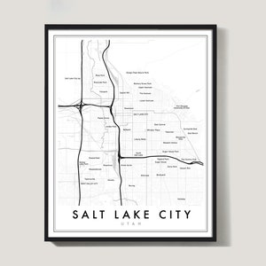 Impresión de mapas de Salt Lake City Utah, cartel del mapa de Salt Lake City, impresión de mapas de la ciudad, decoración de Salt Lake City, impresión de mapas de Salt Lake City, arte de la pared del dormitorio