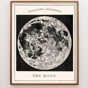 Decoración vintage con estampado de la luna, póster de astronomía con estampado de las fases lunares, lámina artística de la luna, regalos de astronomía, decoración para habitaciones infantiles. imagen 3