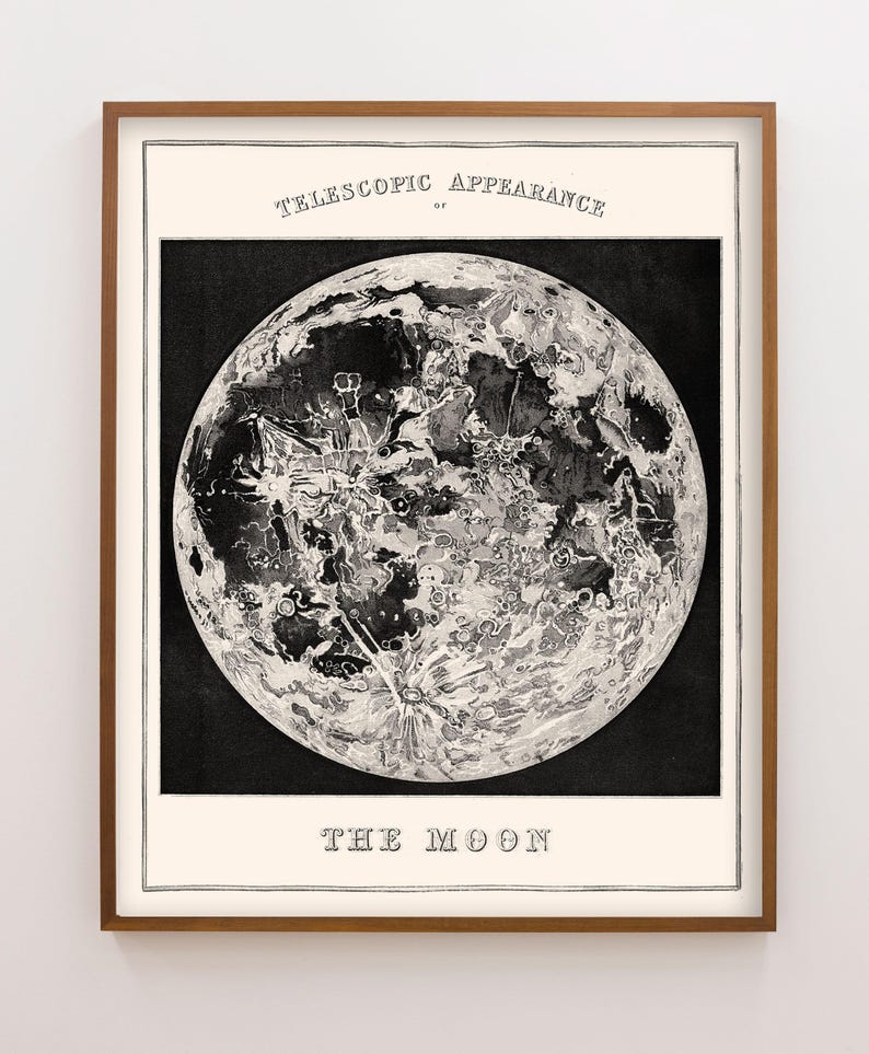Decoración vintage con estampado de la luna, póster de astronomía con estampado de las fases lunares, lámina artística de la luna, regalos de astronomía, decoración para habitaciones infantiles. imagen 3