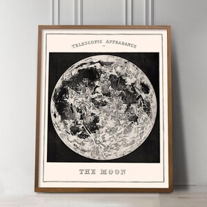 Decoración vintage con estampado de la luna, póster de astronomía con estampado de las fases lunares, lámina artística de la luna, regalos de astronomía, decoración para habitaciones infantiles. imagen 2