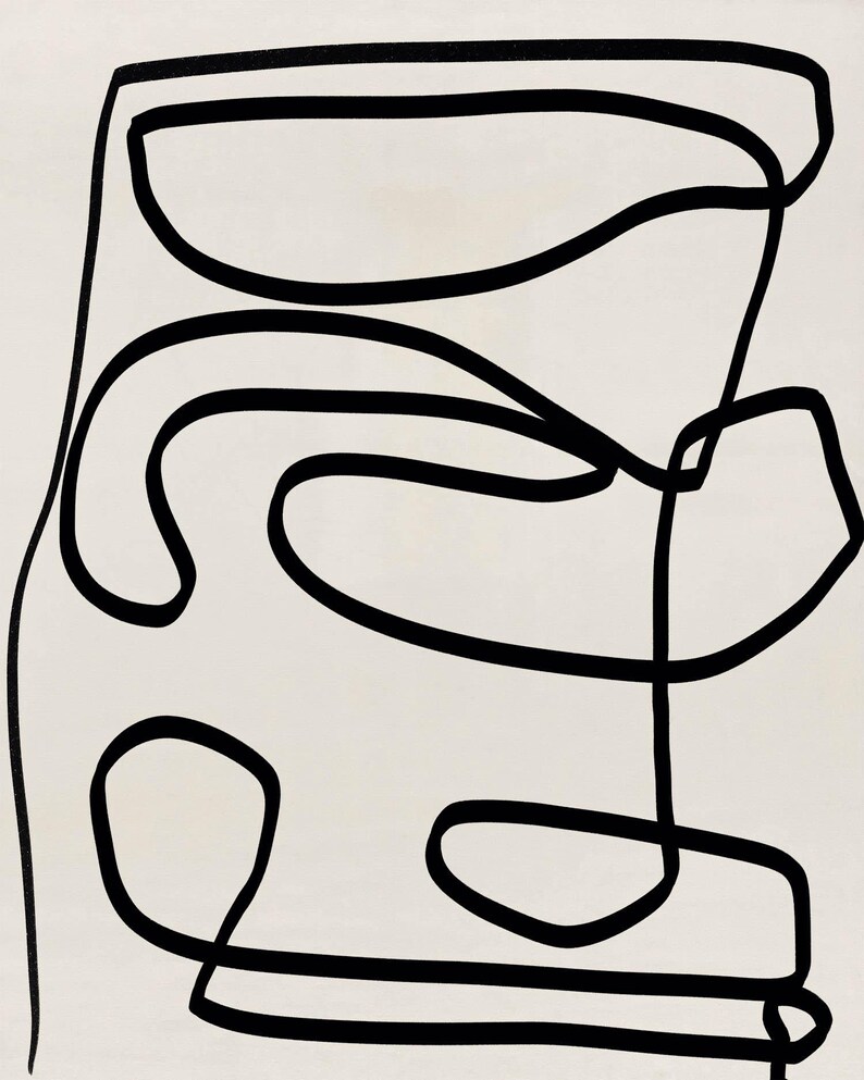 Japandi Fine Line Art Print, Midcentury Modern Abstract Wall Art, Danish Modern Home Decor image 8