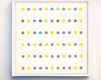 18th Century Color Theory Giclée Print | Minimalist Grid Art in Yellow & Blue Dot Design
