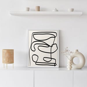 Japandi Fine Line Art Print, Midcentury Modern Abstract Wall Art, Danish Modern Home Decor image 2