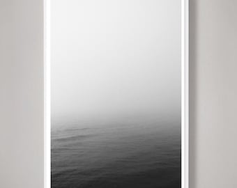 Black and White Pacific Ocean Photography Print, Large Minimalist Surf Art, Dorm Room and Loft Decor