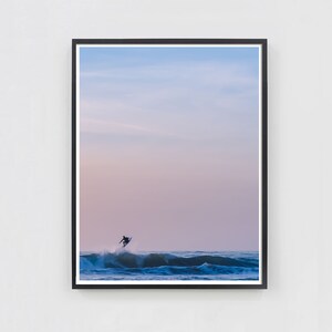 Surfer Art Against Sunset, Surf Decor, Surf Print, Surfer Gift, Surf Art Print, Surf Wall Art