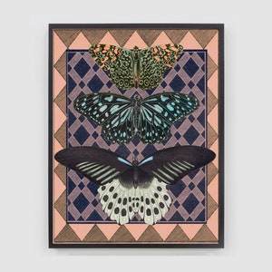 Maximalist Decor, Butterfly Wall Art Print, Art Deco Butterfly, Patterned decorative art, Fashion art image 6