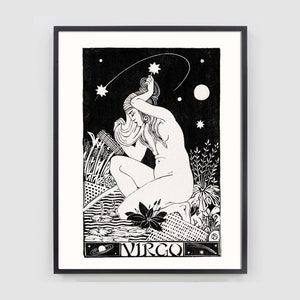 Virgo Zodiac Art Print, Birthday gift for Virgo, Vintage Astrological sign, Virgo Zodiac Sign Print, Astrology decor