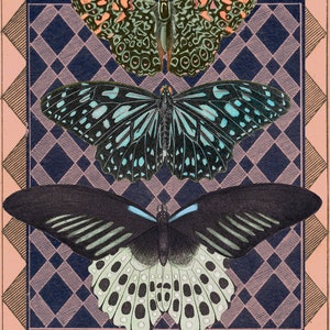 Maximalist Decor, Butterfly Wall Art Print, Art Deco Butterfly, Patterned decorative art, Fashion art image 4