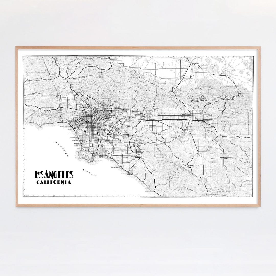 Large Los Angeles Map Print, Restored 1927 Vintage Map From