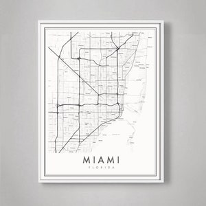 Miami Map Print, Miami Map Poster, City Map Print, Miami Map art, Map of Miami, Miami Florida neighborhood map