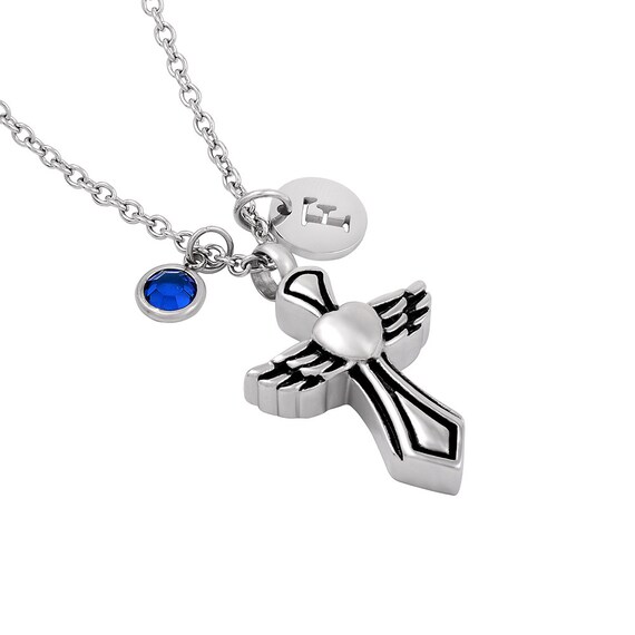 Cross Wings Stainless Steel Memorial Ashes Pendant Cremation - Memorial Ashes Cross Pendant Necklace Cross Wings Stainless Steel Memorial Ashes Pendant Cremation - Memorial Ashes Cross Pendant Necklace