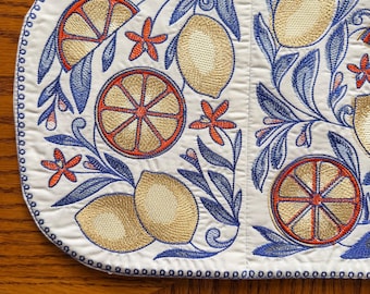 Embroidered fruit table runner