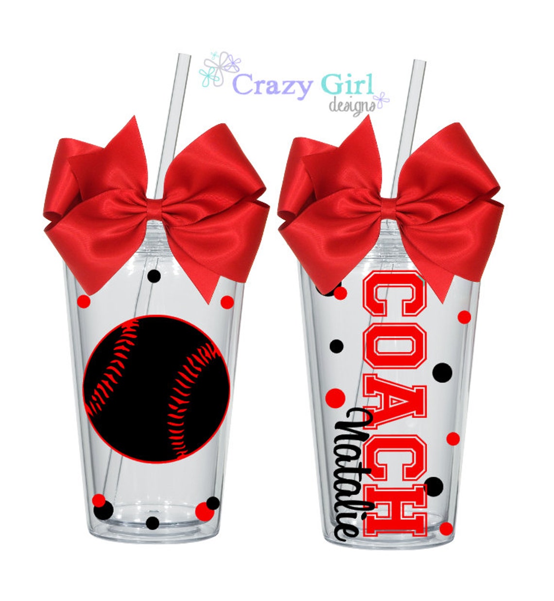 Personalized Softball Tumbler with Straw 16 oz. Acrylic Cup Etsy