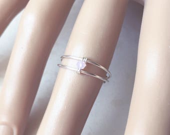 Sterling Silver Ring, Promise Ring, Pink Ring, Statment Ring, Bridesmaids, Statement Ring, Engagement Ring, Wedding, Midi Ring, Gift For Her