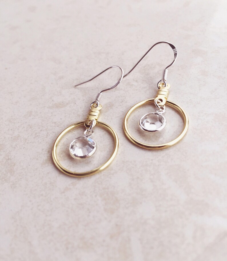 Mixed Metal Earrings Gold Dangle Earrings Small Earrings Etsy