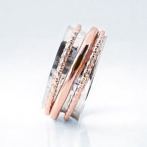 Rose Gold Ring, Spinner Ring, Sterling Silver Ring, Wedding Ring, Meditation Ring, Mother&#39;s Day Gift