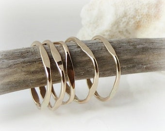 Stacking Rings, Gold Stack Rings, Square Gold Ring, Stacking Ring Set, Unique Rings, Minimalist Rings, Mother's Day Gift