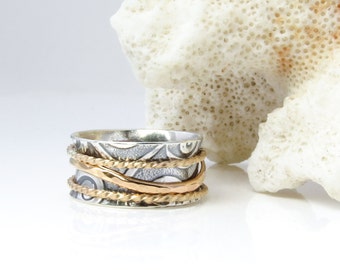 Sale, Spinner Ring, Girlfriend Ring, Celtic Ring, Thumb Ring, Sterling Silver Ring, 14K Gold Ring, Wedding Ring, Meditation Ring,