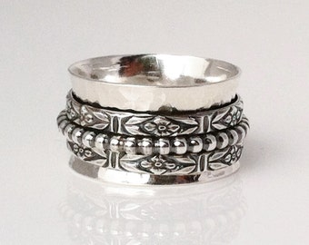 Spinner Ring, Sterling Silver Ring, Meditation Ring, Wedding Ring, Celtic Ring, Cocktail Ring, Artisan Jewelry, Valentines Day Gift