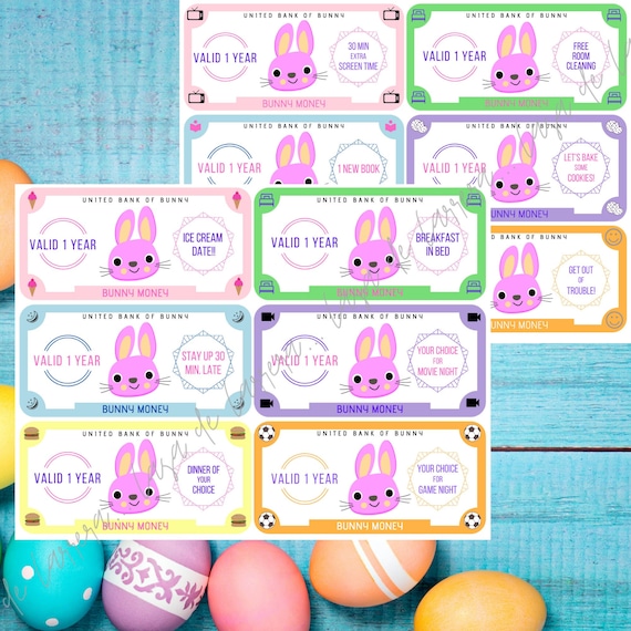 EDITABLE Bunny Money Easter Egg Favor Easter Download PDF Etsy
