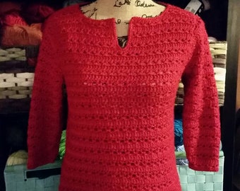 Red Openweave Sweater