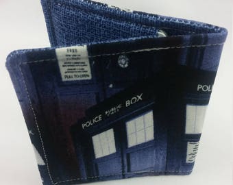 Wallet Made with Doctor Who Tardis Fabric, Nerdy Wallet, Gift for Nerds, Doctor Who Fabric, Geeky Wallet, Doctor Who Gift, Doctor Who Wallet